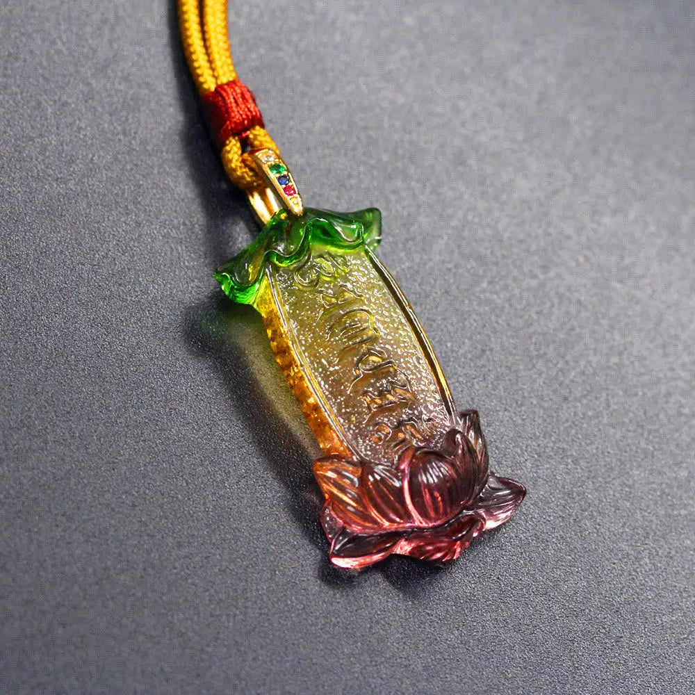 BWOOOH Buddha Liuli Lotus Six Character Om Mani Padme Hum Peace Necklace - BWOOOH - Six Character Card (Necklace