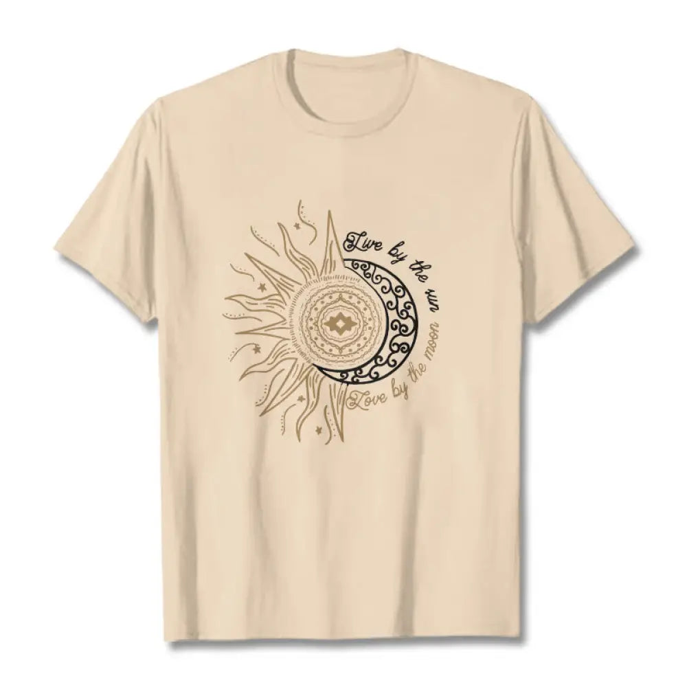 Buddha Stones Live By The Sun Love By The Moon Tee T-shirt - Bisque / S - T-Shirts