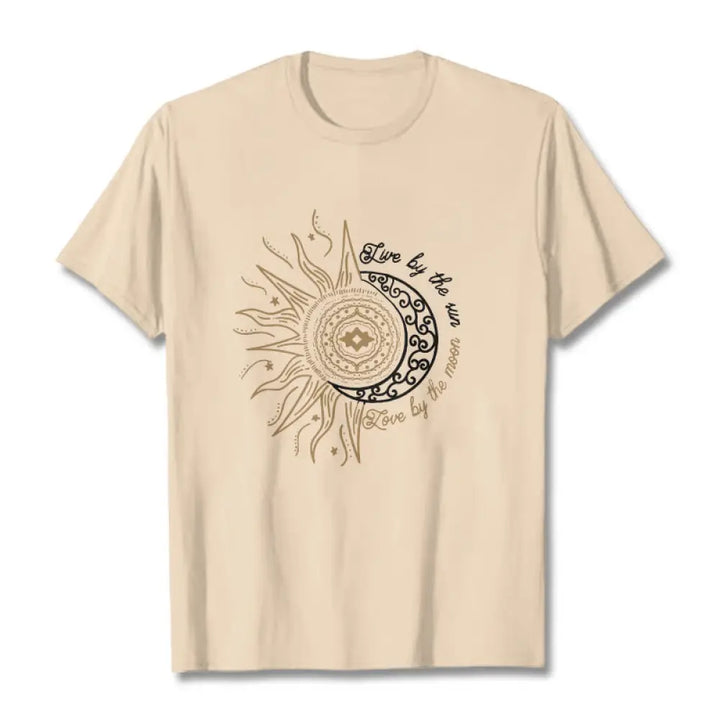 Buddha Stones Live By The Sun Love By The Moon Tee T-shirt - Bisque / S - T-Shirts