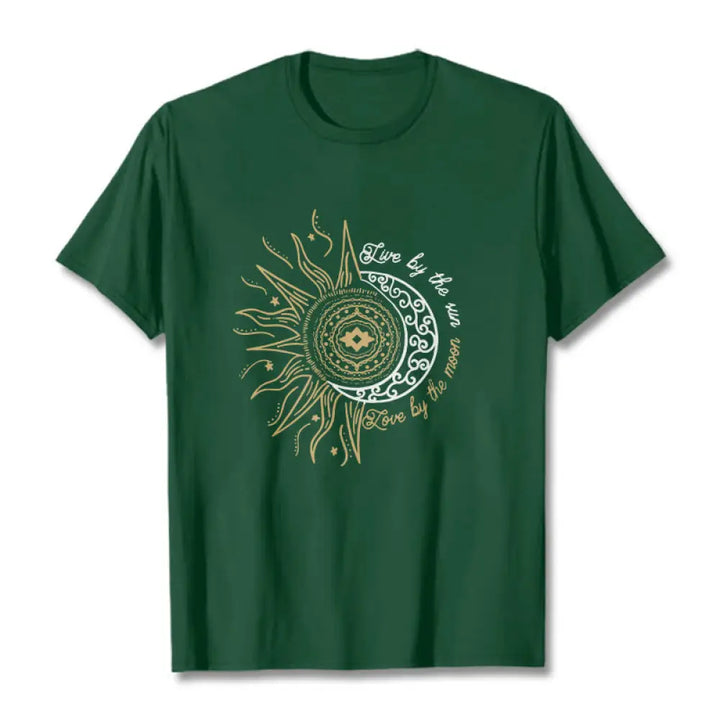 Buddha Stones Live By The Sun Love By The Moon Tee T-shirt - ForestGreen / S - T-Shirts