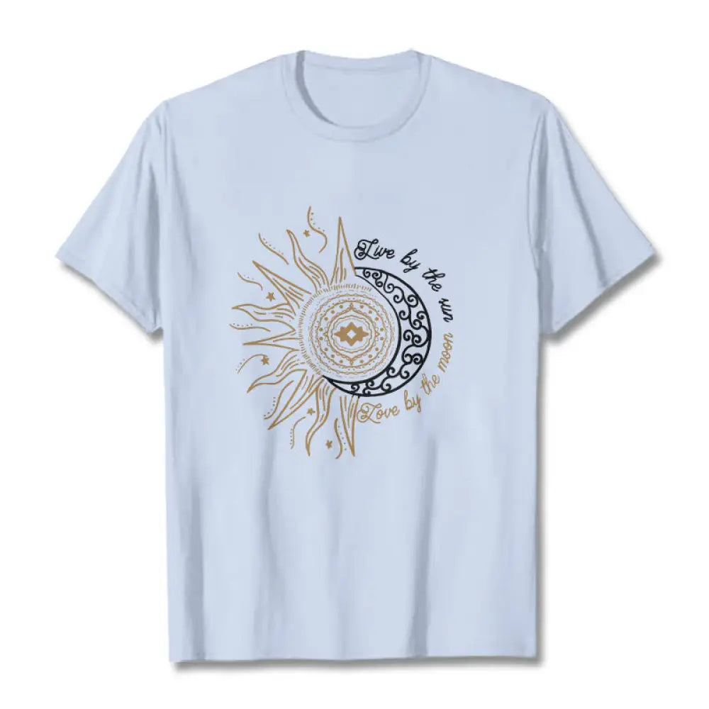 Buddha Stones Live By The Sun Love By The Moon Tee T-shirt - LightCyan / S - T-Shirts