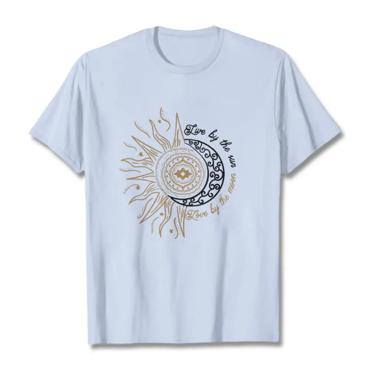 Buddha Stones Live By The Sun Love By The Moon Tee T-shirt - LightCyan / S - T-Shirts