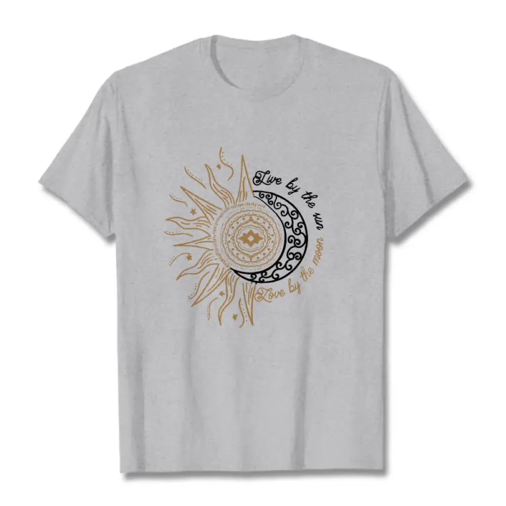 Buddha Stones Live By The Sun Love By The Moon Tee T-shirt - LightGrey / S - T-Shirts