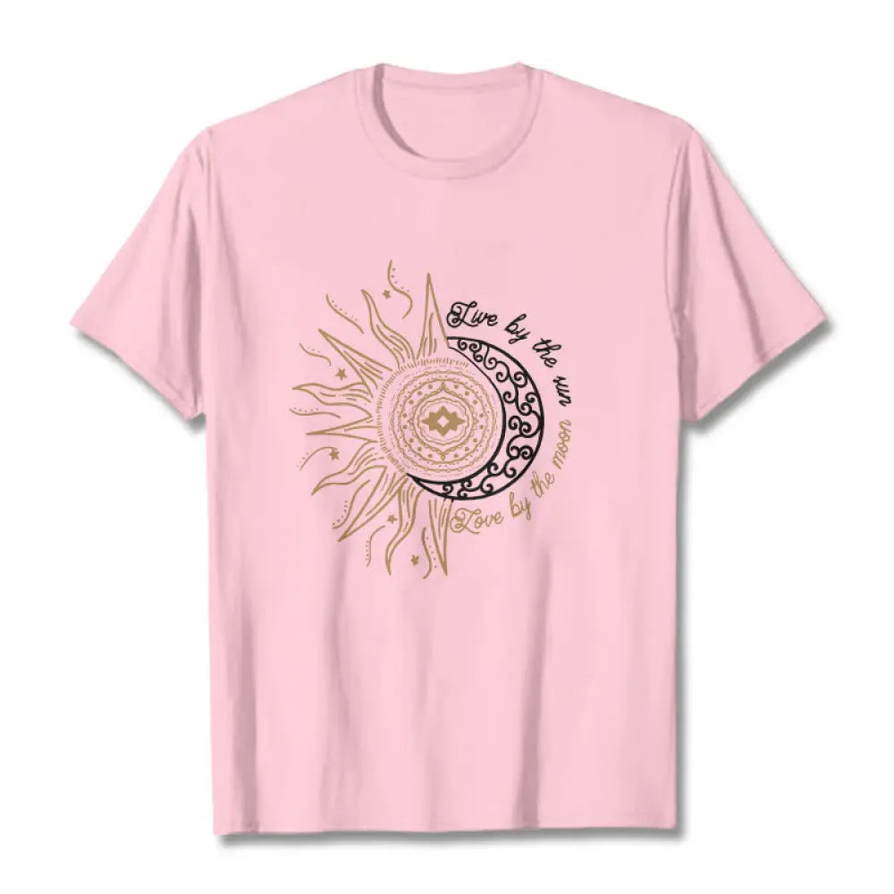 Buddha Stones Live By The Sun Love By The Moon Tee T-shirt - LightPink / S - T-Shirts