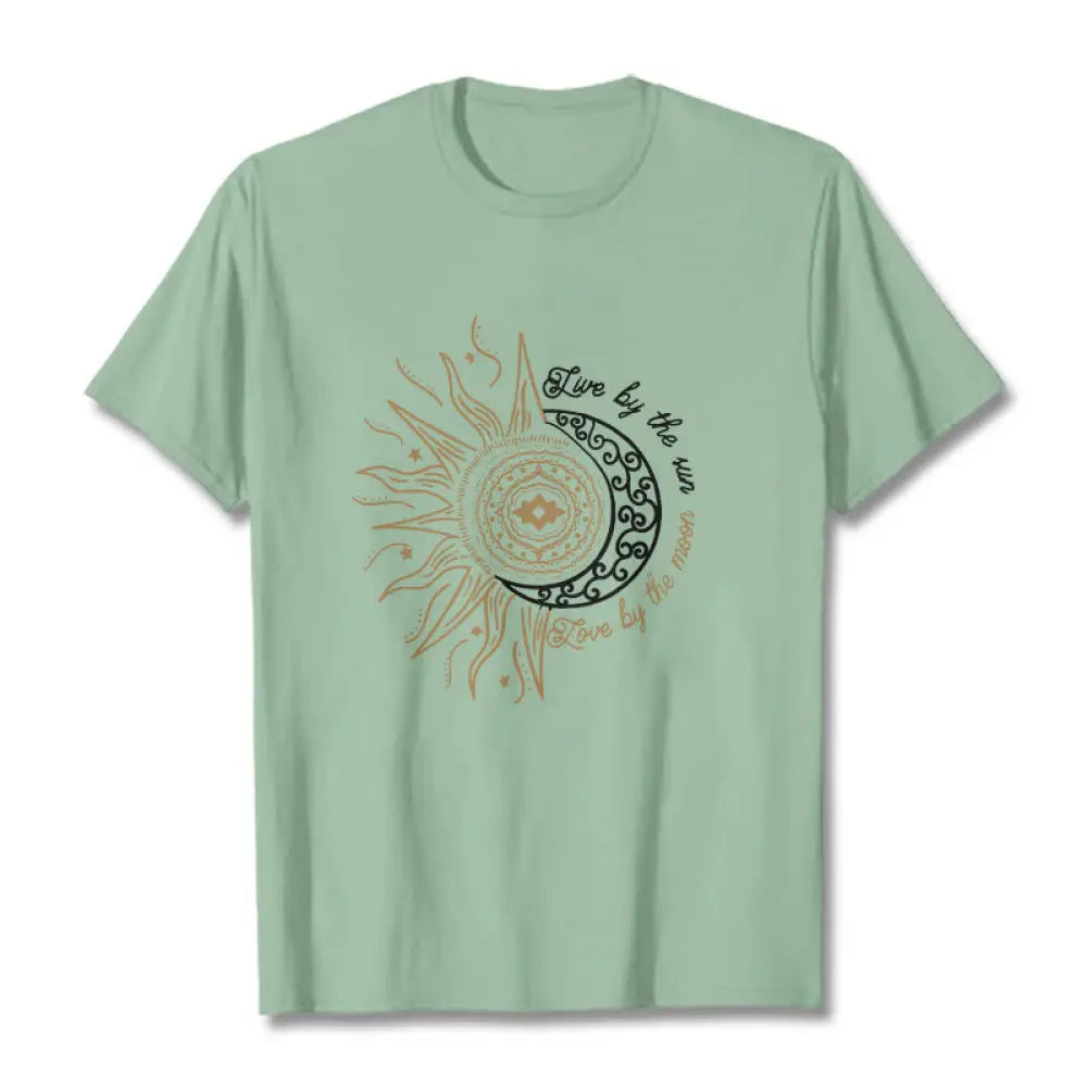 Buddha Stones Live By The Sun Love By The Moon Tee T-shirt - PaleGreen / S - T-Shirts