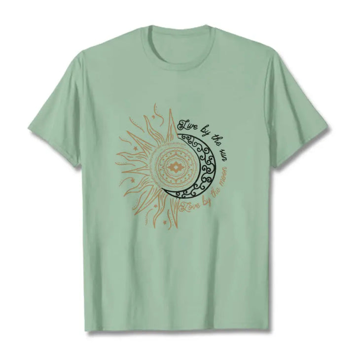 Buddha Stones Live By The Sun Love By The Moon Tee T-shirt - PaleGreen / S - T-Shirts