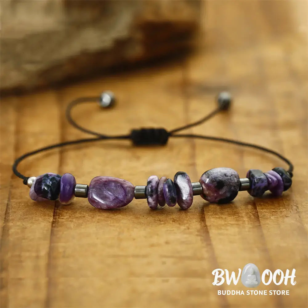 Buddha Stones Live In The Moment Charoite Hematite Powerful Bracelet - BWOOOH - Live In The Moment(Wrist Circumference