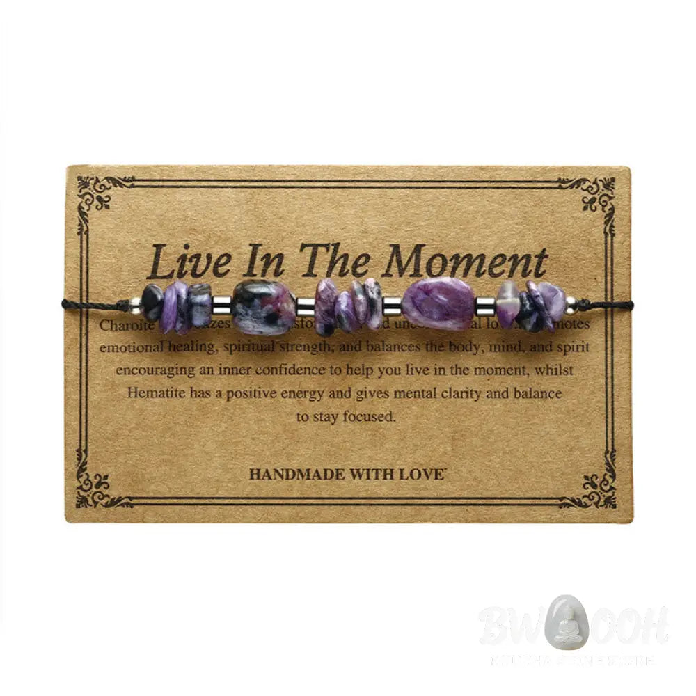 Buddha Stones Live In The Moment Charoite Hematite Powerful Bracelet - BWOOOH - Live In The Moment(Wrist Circumference