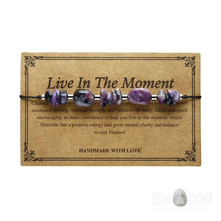 Buddha Stones Live In The Moment Charoite Hematite Powerful Bracelet - BWOOOH - Live In The Moment(Wrist Circumference