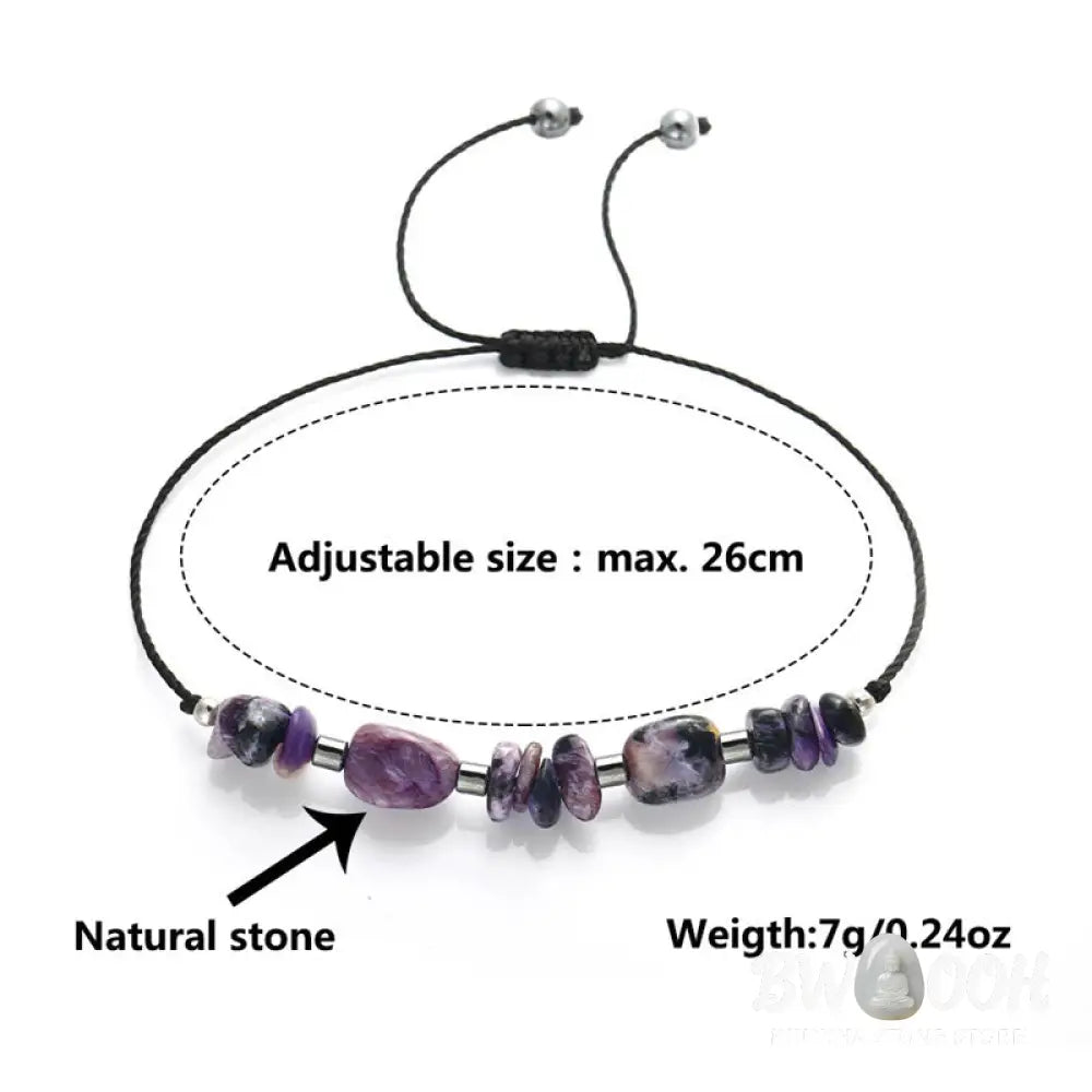Buddha Stones Live In The Moment Charoite Hematite Powerful Bracelet - BWOOOH - Live In The Moment(Wrist Circumference