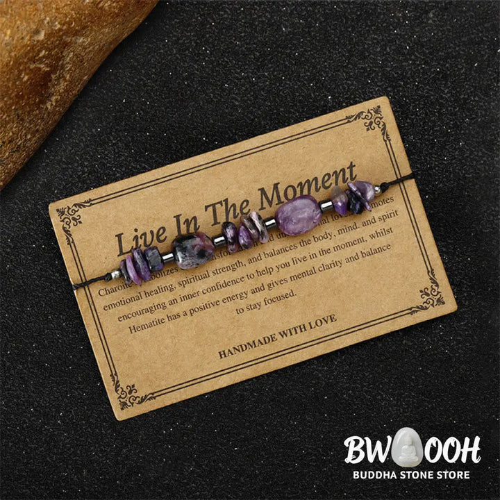 Buddha Stones Live In The Moment Charoite Hematite Powerful Bracelet - BWOOOH - Live In The Moment(Wrist Circumference