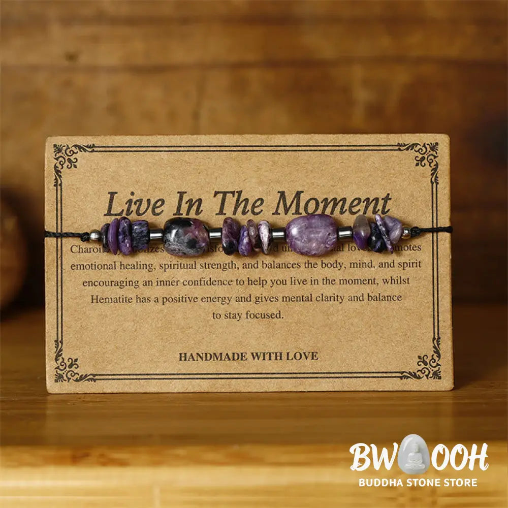 Buddha Stones Live In The Moment Charoite Hematite Powerful Bracelet - BWOOOH - Live In The Moment(Wrist Circumference
