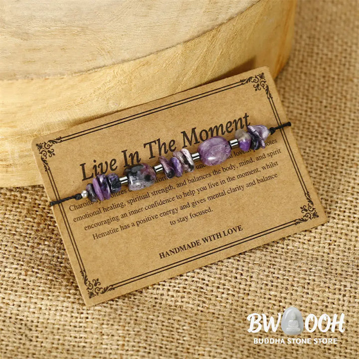 Buddha Stones Live In The Moment Charoite Hematite Powerful Bracelet - BWOOOH - Live In The Moment(Wrist Circumference