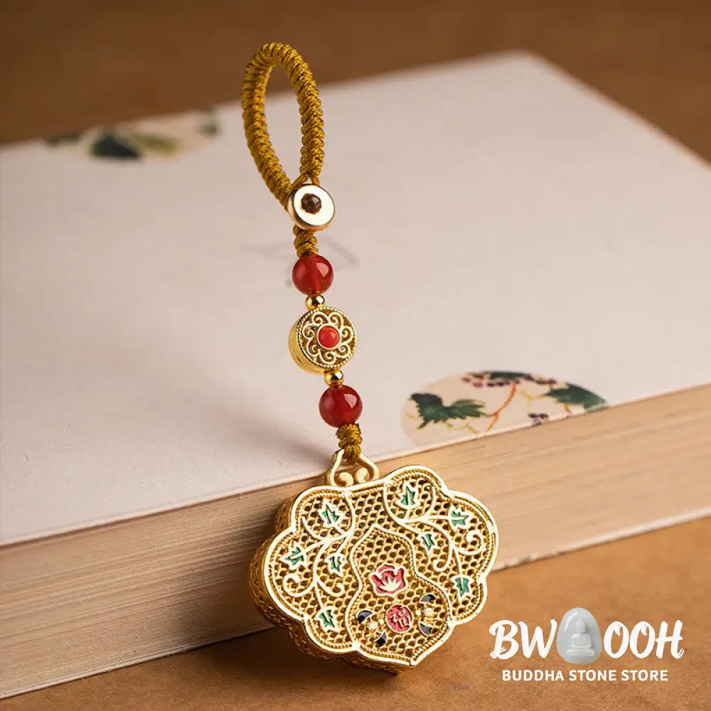 Buddha Stones Lock of Good Wishes Fu Character Luck Blessing Key Chain - Lock of Good Wishes - Key Chain