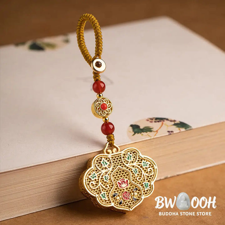 Buddha Stones Lock of Good Wishes Fu Character Luck Blessing Key Chain - Lock of Good Wishes - Key Chain