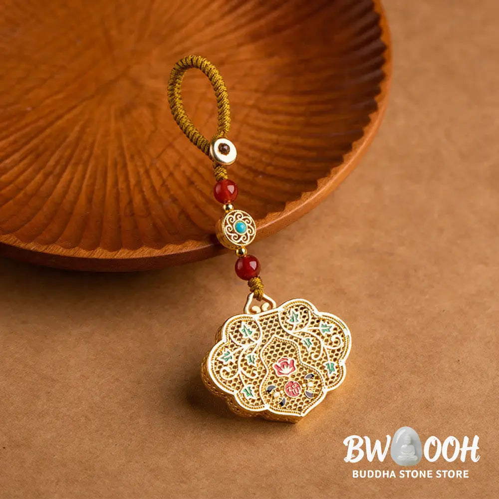 Buddha Stones Lock of Good Wishes Fu Character Luck Blessing Key Chain - Lock of Good Wishes - Key Chain