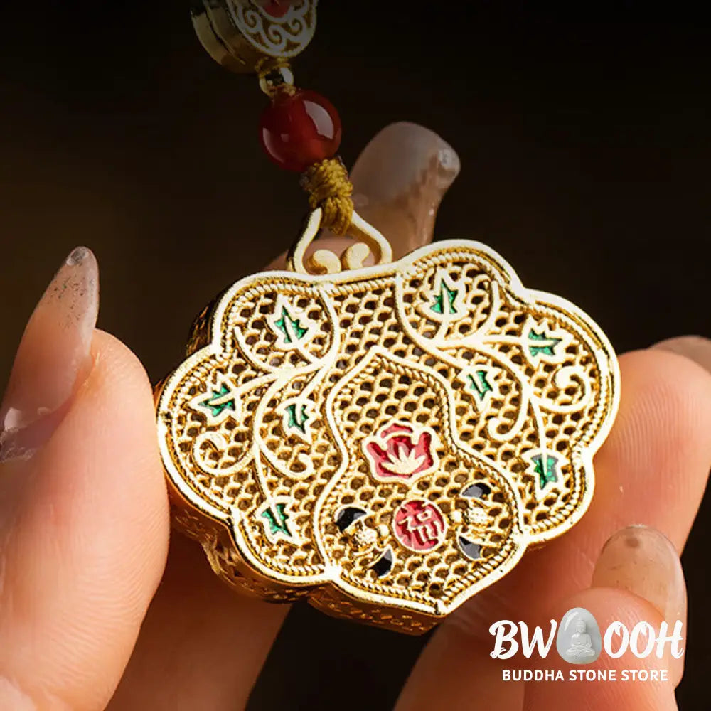 Buddha Stones Lock of Good Wishes Fu Character Luck Blessing Key Chain - Lock of Good Wishes - Key Chain