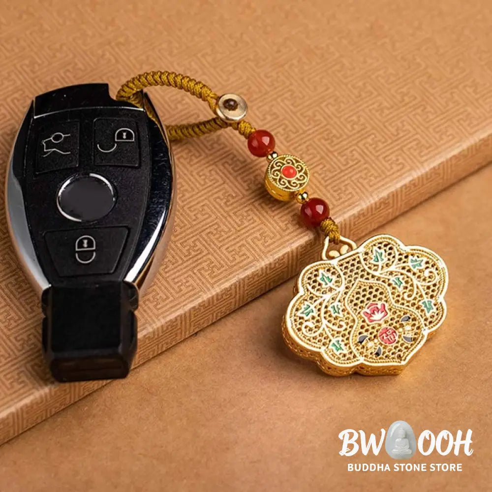 Buddha Stones Lock of Good Wishes Fu Character Luck Blessing Key Chain - Lock of Good Wishes - Key Chain