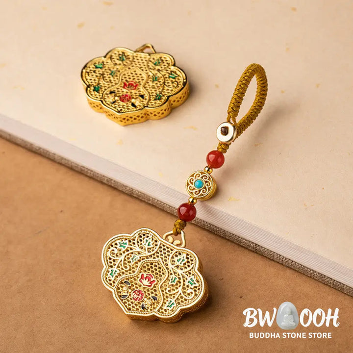 Buddha Stones Lock of Good Wishes Fu Character Luck Blessing Key Chain - Lock of Good Wishes - Key Chain