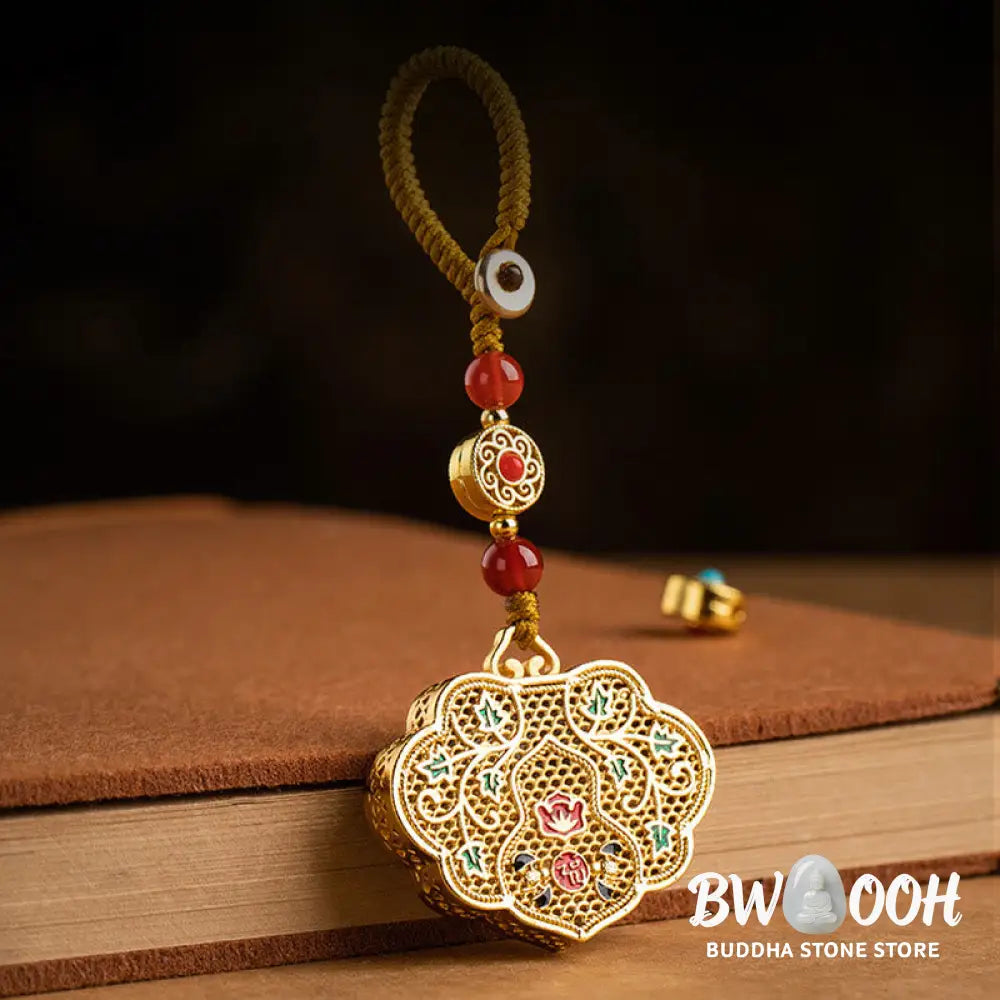 Buddha Stones Lock of Good Wishes Fu Character Luck Blessing Key Chain - Lock of Good Wishes - Key Chain