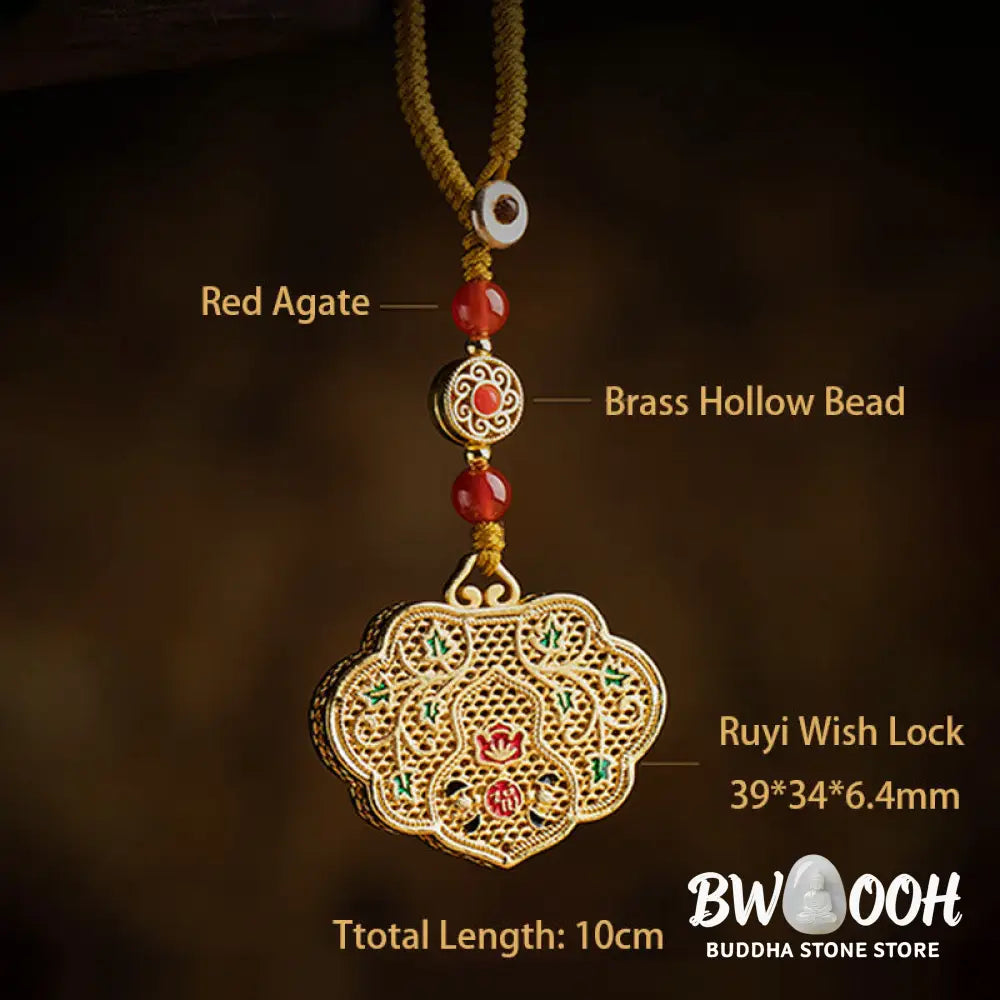 Buddha Stones Lock of Good Wishes Fu Character Luck Blessing Key Chain - Lock of Good Wishes - Key Chain