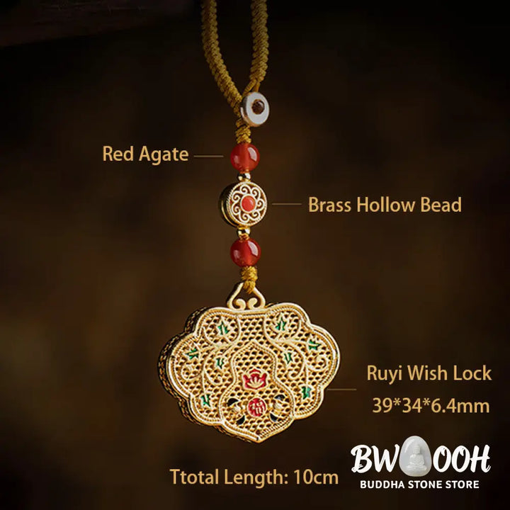 Buddha Stones Lock of Good Wishes Fu Character Luck Blessing Key Chain - Lock of Good Wishes - Key Chain