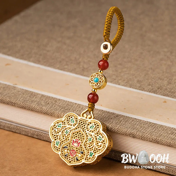 Buddha Stones Lock of Good Wishes Fu Character Luck Blessing Key Chain - Lock of Good Wishes - Key Chain