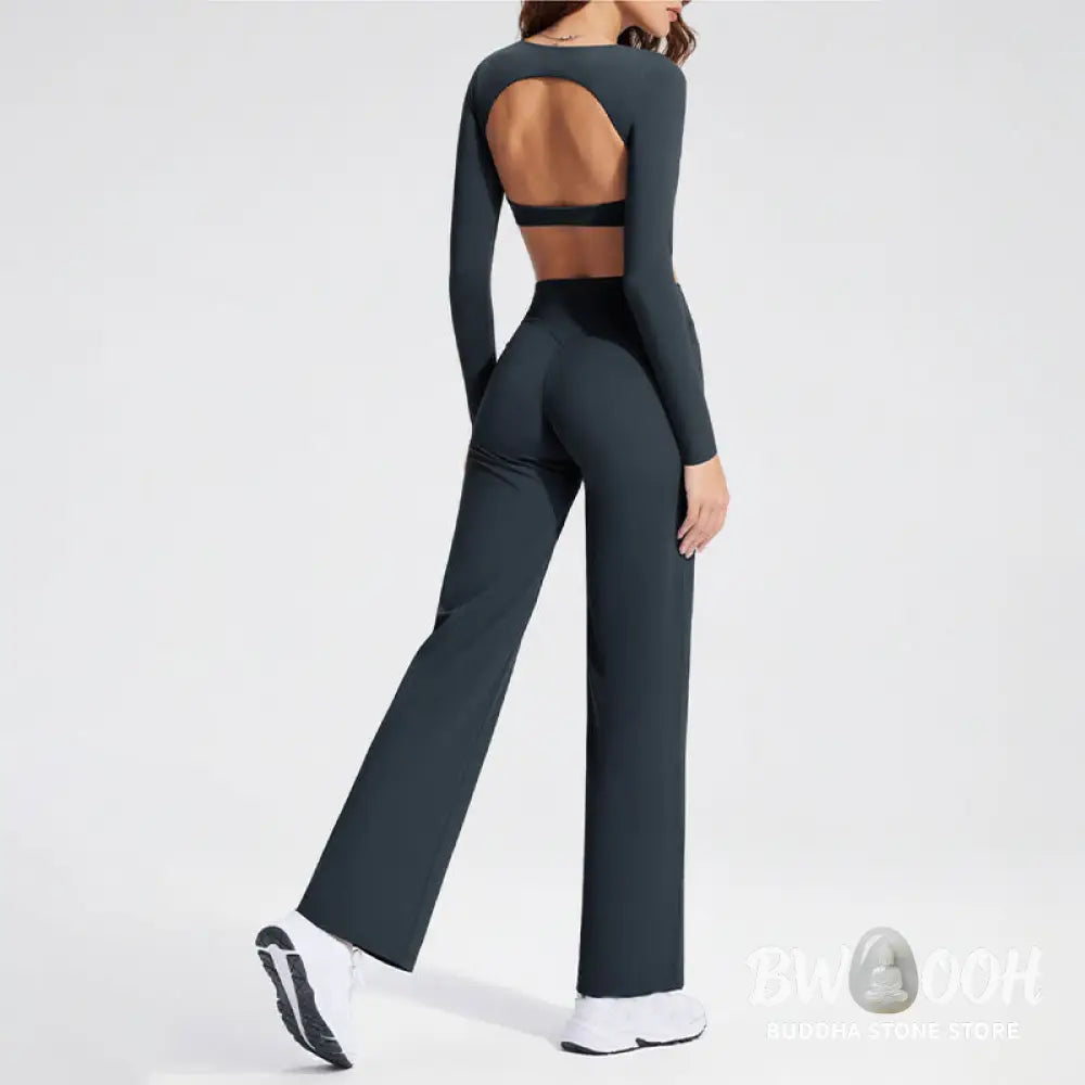 Buddha Stones Long Sleeve Backless Bra Sports Fitness Yoga Women&