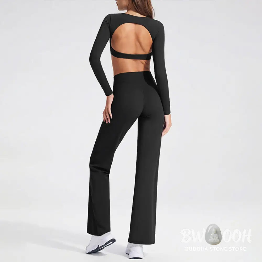 Buddha Stones Long Sleeve Backless Bra Sports Fitness Yoga Women&