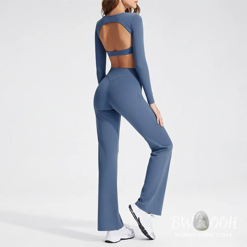 Buddha Stones Long Sleeve Backless Bra Sports Fitness Yoga Women&