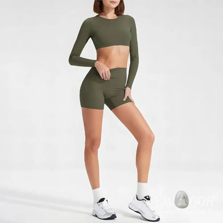 Buddha Stones Long Sleeve Backless Bra Sports Fitness Yoga Women&