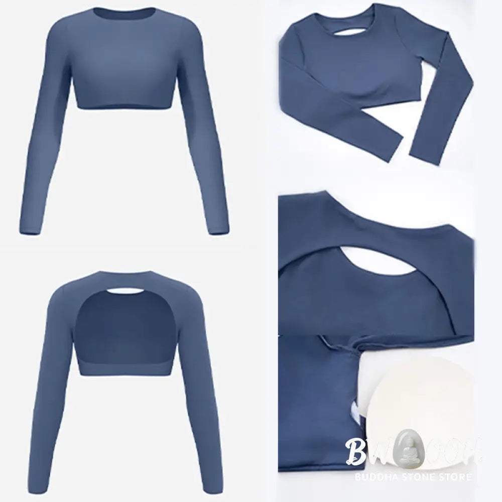 Buddha Stones Long Sleeve Backless Bra Sports Fitness Yoga Women&