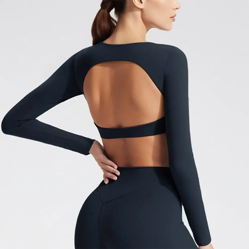 BWOOOH printed yoga pants - Long Sleeve Backless Bra Sports Fitness 