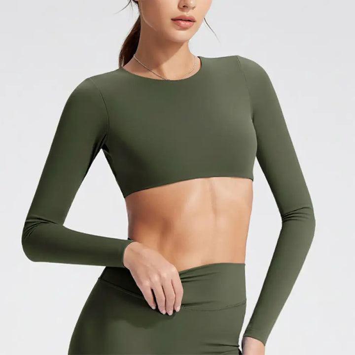 Buddha Stones Long Sleeve Backless Bra Sports Fitness Yoga Women&