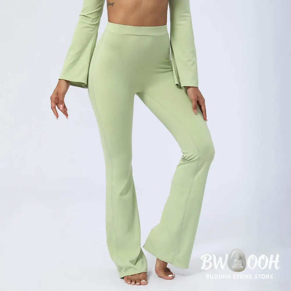 BWOOOH lotus print yoga pants - Long Sleeve Backless Strap Top Bra Flare