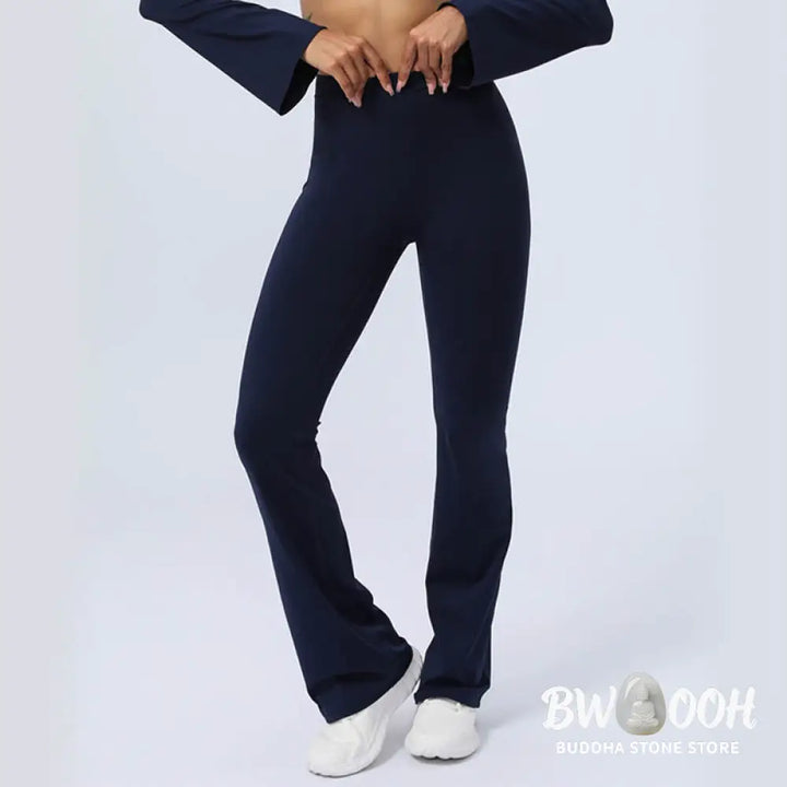 BWOOOH lotus print yoga pants - Long Sleeve Backless Strap Top Bra Flare