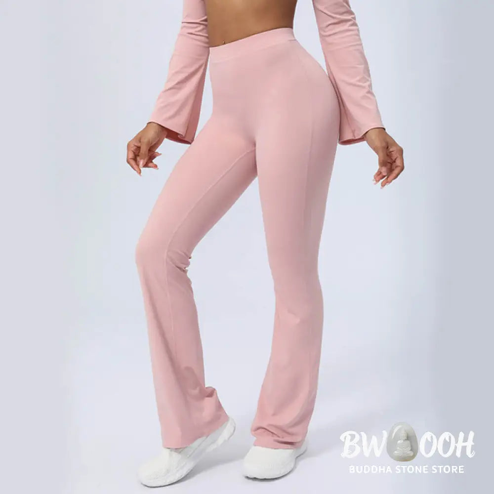 BWOOOH lotus print yoga pants - Long Sleeve Backless Strap Top Bra Flare