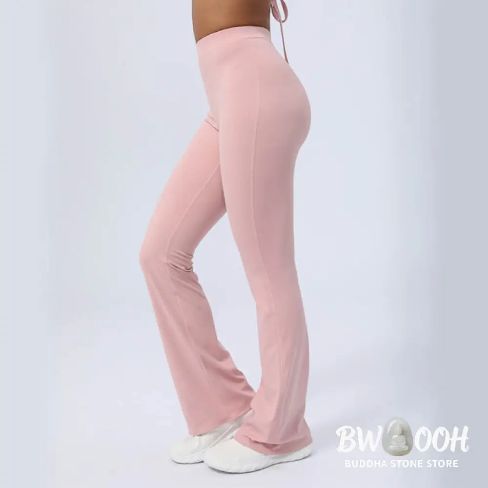 BWOOOH lotus print yoga pants - Long Sleeve Backless Strap Top Bra Flare