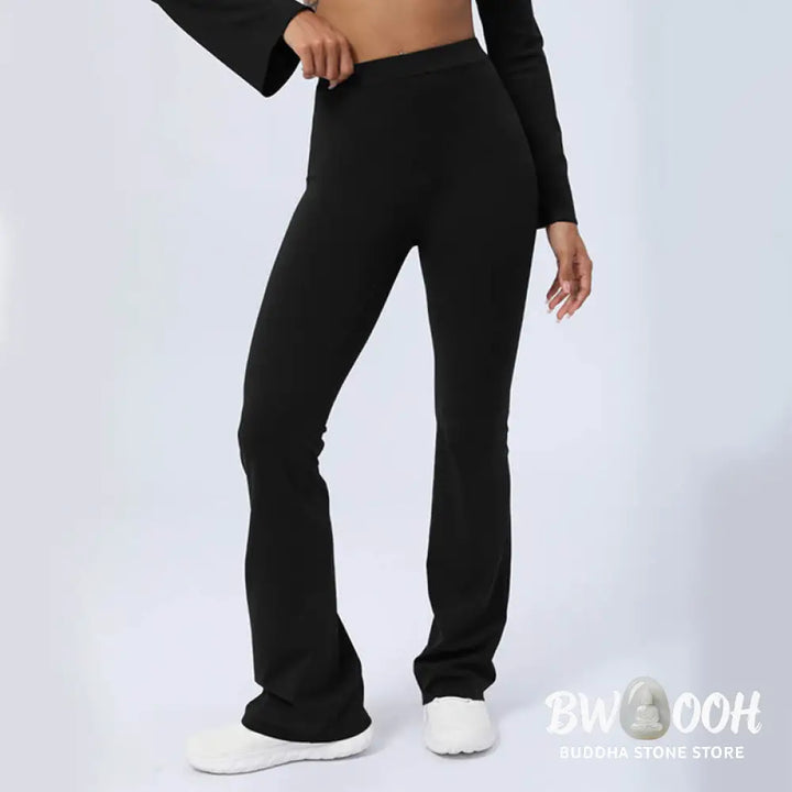 BWOOOH lotus print yoga pants - Long Sleeve Backless Strap Top Bra Flare
