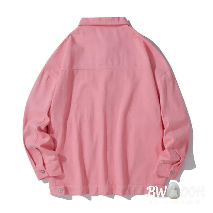 Buddha Stones Long Sleeve Button Stand Collar Design Men’s Cotton Jacket Shirt With Pockets - Men’s Jacket
