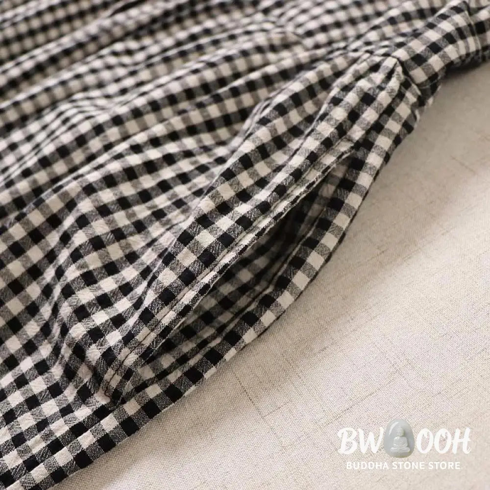 Buddha Stones Long Sleeve Plaid Simple Buttons Ruffled Design Midi Dress With Pockets - Midi Dress
