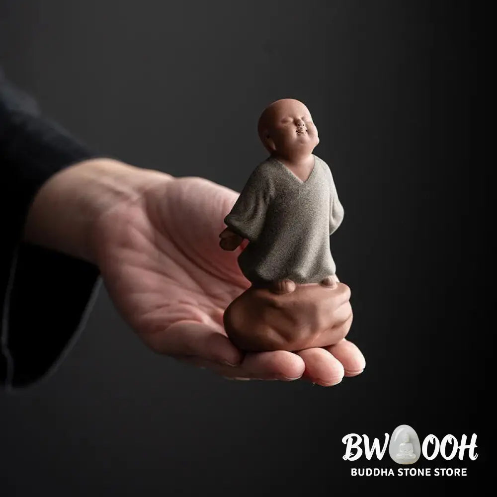 BWOOOH handcrafted Buddha statue - Looking Up Resting Monk Ceramic Sta