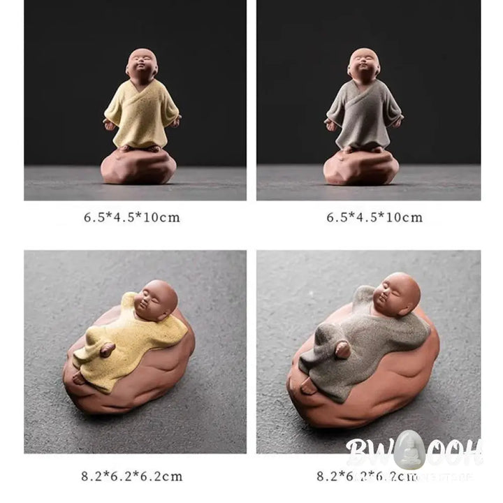 BWOOOH handcrafted Buddha statue - Looking Up Resting Monk Ceramic Sta