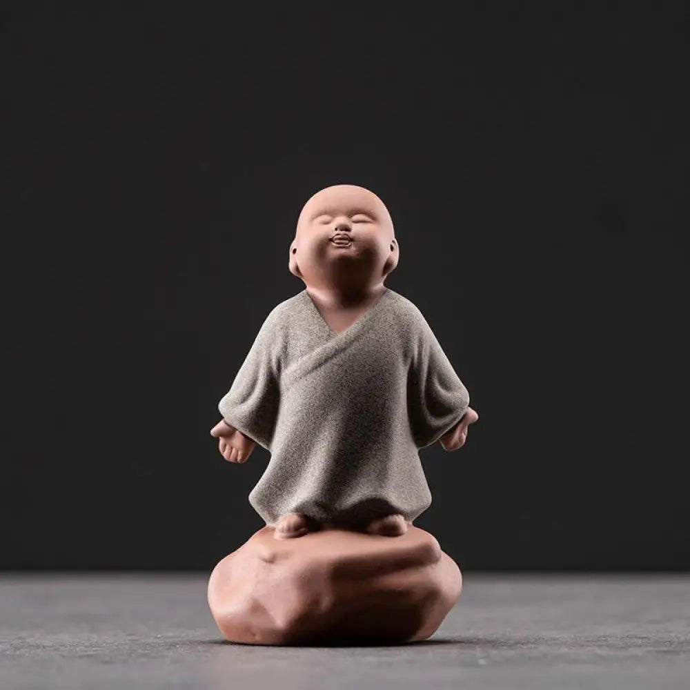 BWOOOH handcrafted Buddha statue - Looking Up Resting Monk Ceramic Sta
