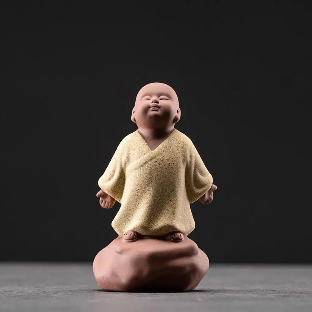 BWOOOH handcrafted Buddha statue - Looking Up Resting Monk Ceramic Sta