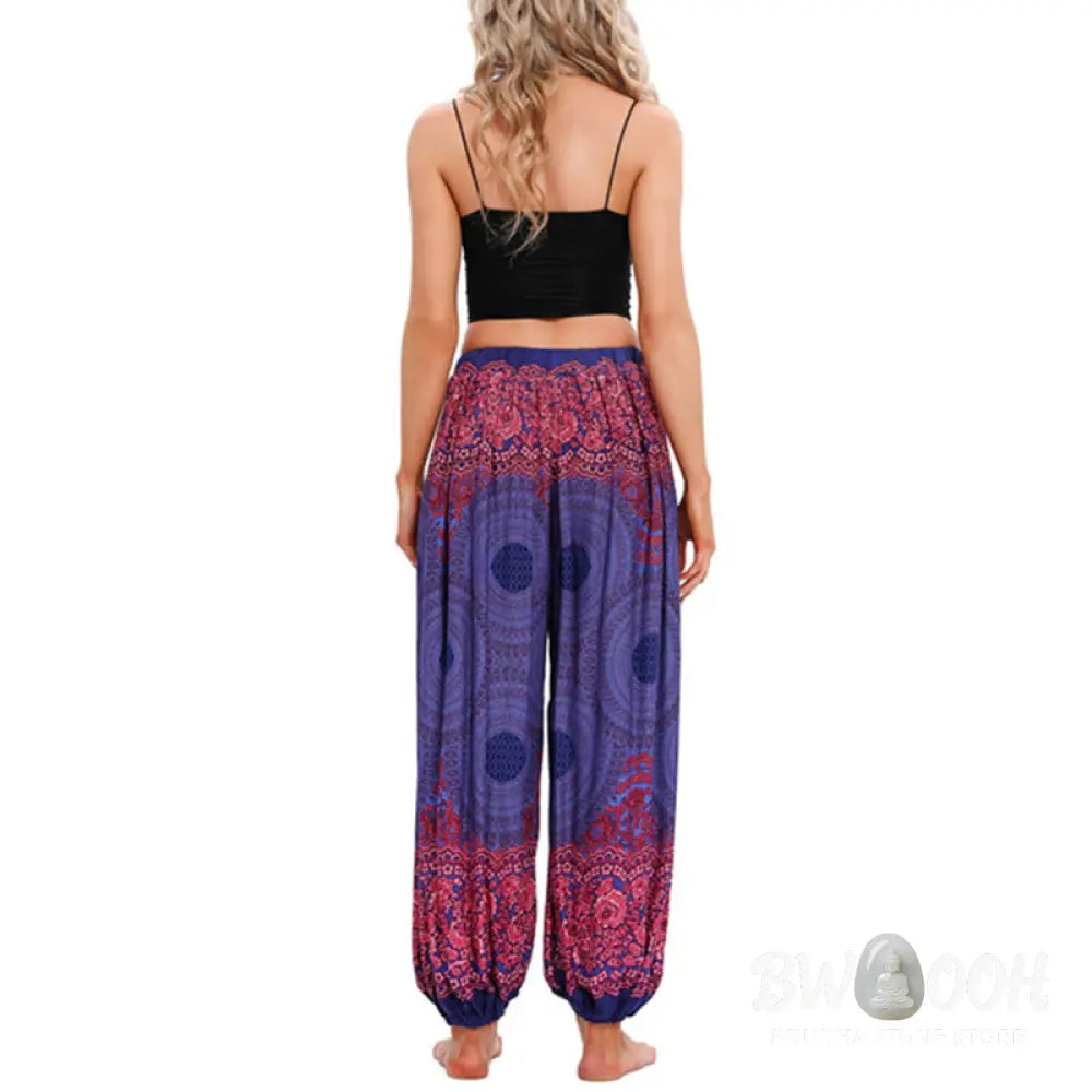 BWOOOH printed harem pants - Loose Circle-shaped Flowers Pattern Hare