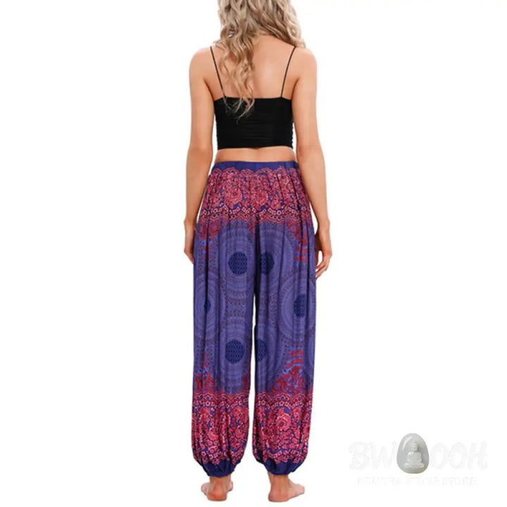 BWOOOH printed harem pants - Loose Circle-shaped Flowers Pattern Hare