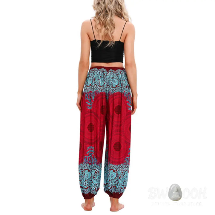BWOOOH printed harem pants - Loose Circle-shaped Flowers Pattern Hare