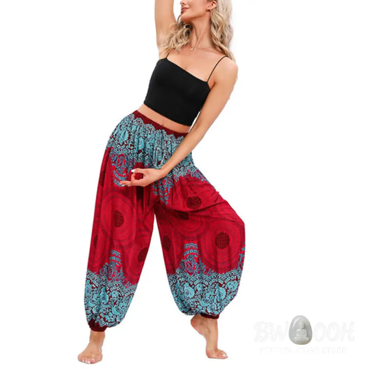 BWOOOH printed harem pants - Loose Circle-shaped Flowers Pattern Hare
