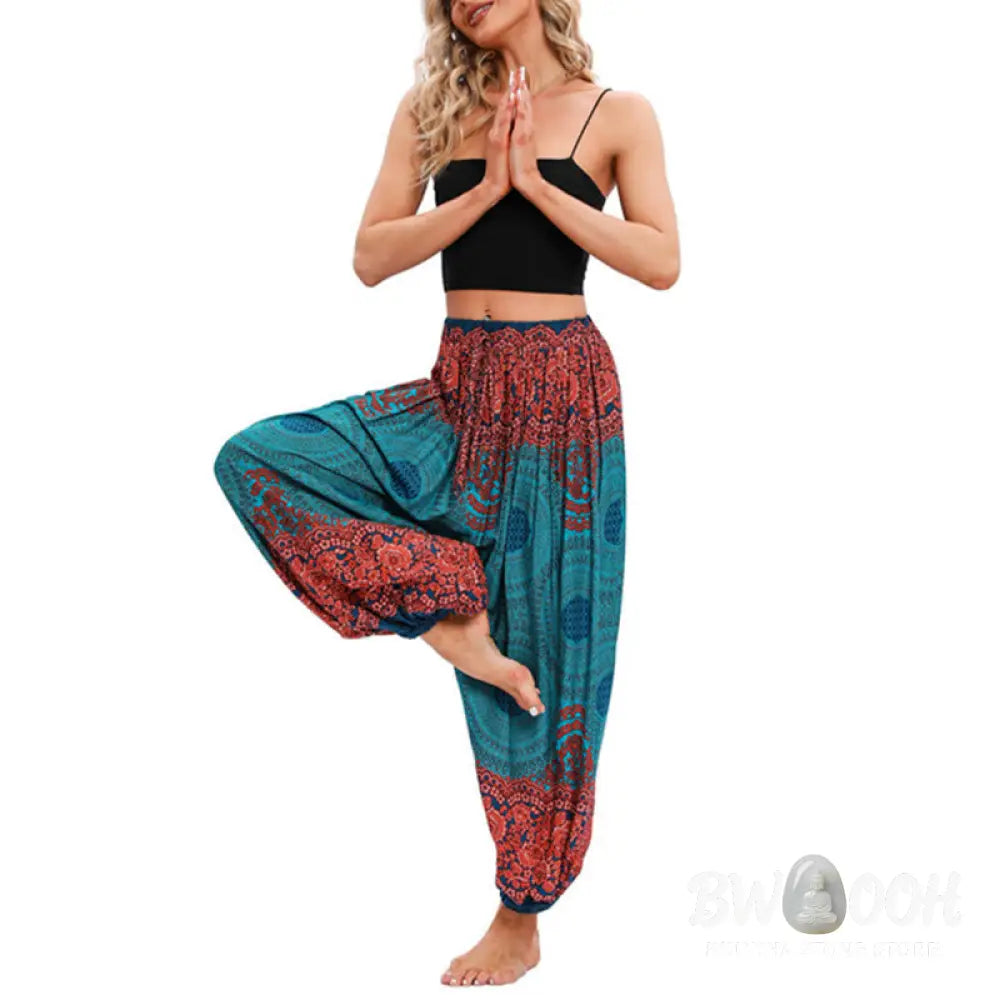 BWOOOH printed harem pants - Loose Circle-shaped Flowers Pattern Hare